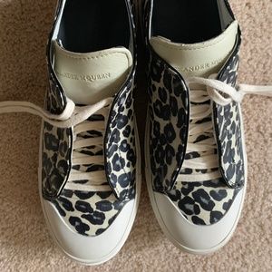 Alexander McQueen Leopard Printed Leather Low-Top